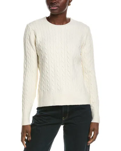 Brooks Brothers Supima Cotton Cable Crewneck Sweater In White