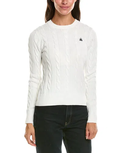 Brooks Brothers Cable Sweater In White