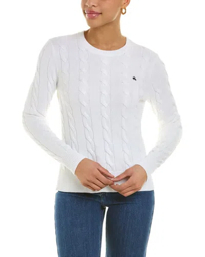 Brooks Brothers Cable Sweater In White