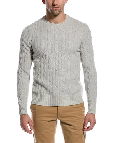 Brooks Brothers Cable Wool Crewneck Sweater In Grey