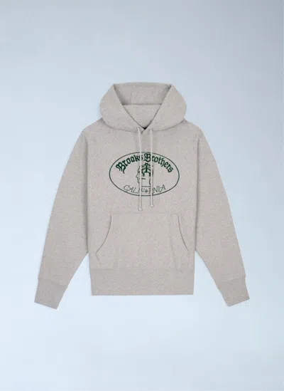 Brooks Brothers California Logo Hooded Sweatshirt In Gray
