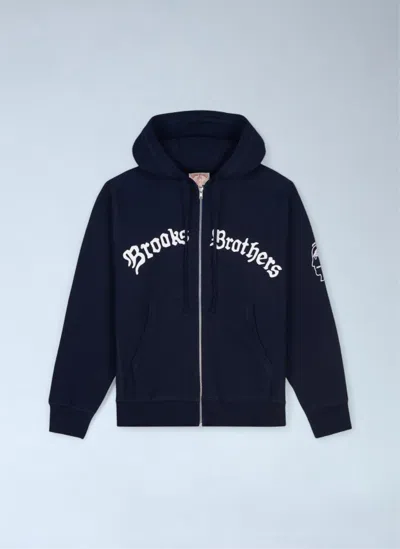 Brooks Brothers California Zip Hooded Sweatshirt In Blue