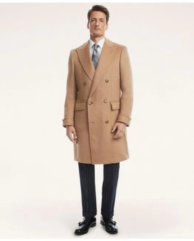 Brooks Brothers Camel Hair Peak Lapel Coat In Brown