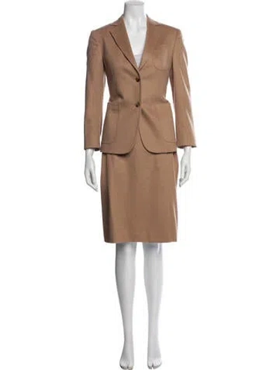 Pre-owned Brooks Brothers Camel Hair Skirt Suit In Neutral