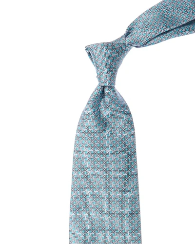 Brooks Brothers Cane Link Aqua Silk Tie In Blue