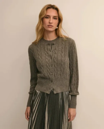 Brooks Brothers Cashmere Cable-knit Cardigan Sweater In Gray