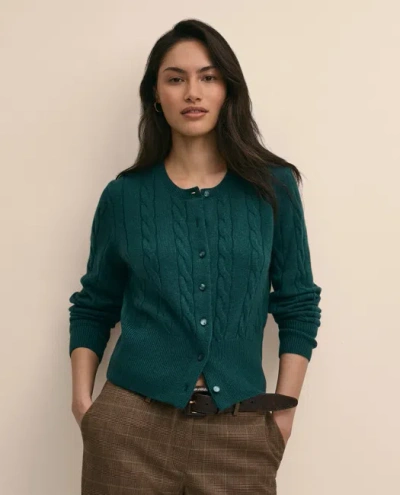 Brooks Brothers Cashmere Cable-knit Cardigan Sweater In Green