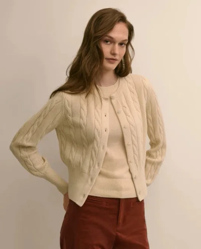 Brooks Brothers Cashmere Cable-knit Cardigan Sweater In Neutral