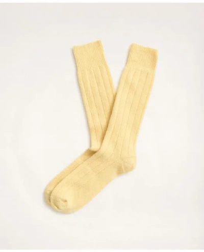 Brooks Brothers Cashmere Crew Socks In Light Yellow