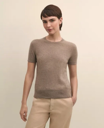 Brooks Brothers Cashmere Short-sleeve Shell Sweater In Brown
