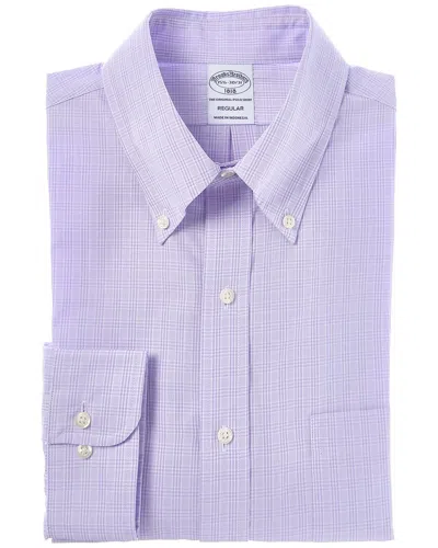 Brooks Brothers Check Button Shirt In Blue