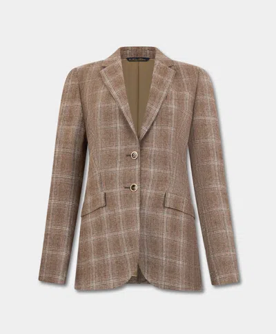 Brooks Brothers Checked Virgin Wool Blazer In Sand