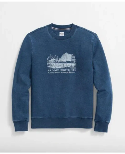 Brooks Brothers Cherry Street Sweatshirt In Over-dyed Indigo-wash Terry Cotton In Indigo Blue