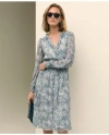 Brooks Brothers Chiffon Abstract Print Dress In Blue