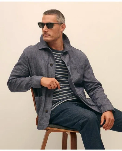 Brooks Brothers Chore Coat In Linen-cotton In Medium Navy