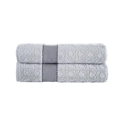 Brooks Brothers Circle In Square 2 Pcs Bath Sheets In Silver