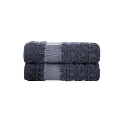 Brooks Brothers Circle In Square 2 Pcs Bath Towels In Anthracite