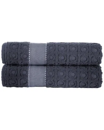 Brooks Brothers Circle In Square 2pc Bath Sheets In Gray