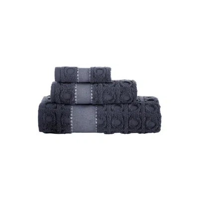 Brooks Brothers Circle In Square 3 Pcs Towel Set In Anthracite