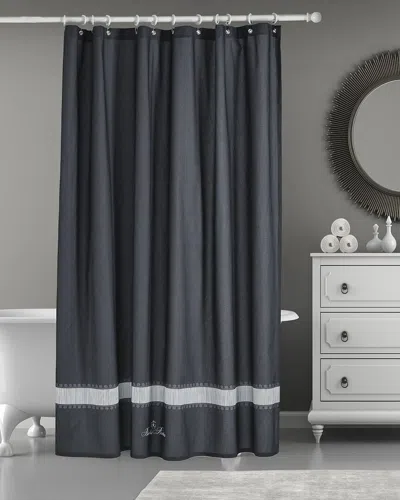 Brooks Brothers Circle In Square Shower Curtain In Silver
