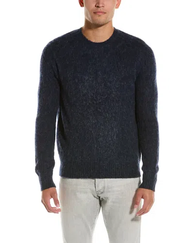 Brooks Brothers Classic Brushed Wool Crewneck Sweater In Blue