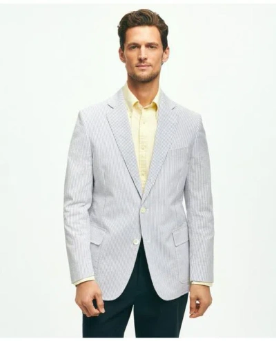 Brooks Brothers Classic Fit Archive-inspired Seersucker Sport Coat In Cotton | Blue | Size 44 Regular