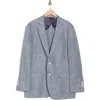 Brooks Brothers Classic Fit Blue Herringbone Linen Blazer In Gray