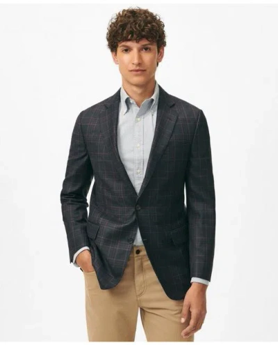 Brooks Brothers Classic Fit Checked Sport Coat In Hopsack Wool In Navy