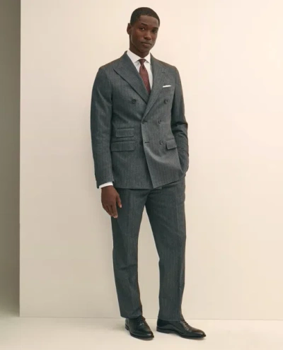 Brooks Brothers Classic Fit Cotton Herringbone Suit Pants In Black