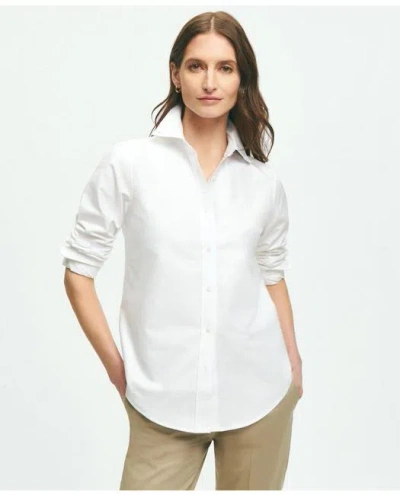 Brooks Brothers Fitted Non-iron Stretch Supima Cotton Dress Shirt In White