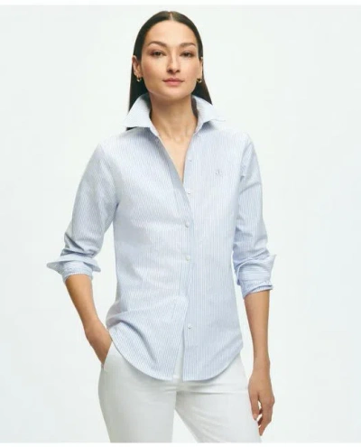 Brooks Brothers Classic-fit Cotton Oxford Stripe Shirt In Blue