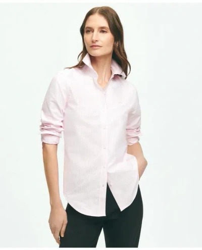 Brooks Brothers Classic-fit Cotton Oxford Stripe Shirt In Pink
