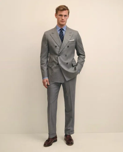 Brooks Brothers Classic Fit Double-breasted Wool Pinstripe 1818 Suit In Gray
