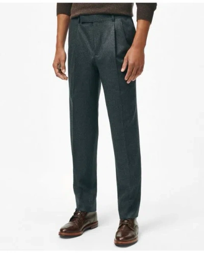 Brooks Brothers Classic Fit Double-pleated Dress Pants In Wool Flannel In Charcoal
