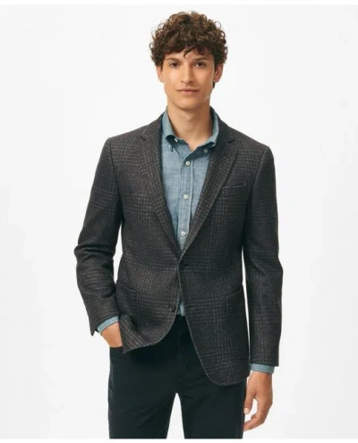 Brooks Brothers Classic Fit Large Check Knit Sport Coat In Wool-blend In Navy