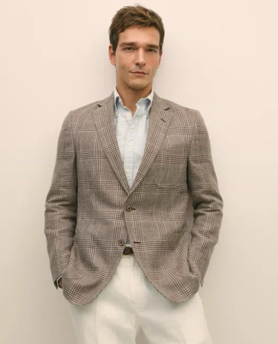 Brooks Brothers Classic Fit Linen-silk-cotton Check 1818 Sport Coat In Brown