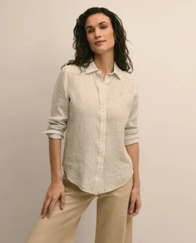 Brooks Brothers Classic Fit Linen Stripe Shirt In Neutral