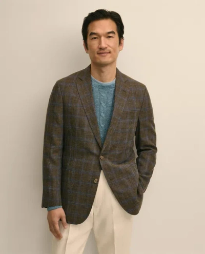Brooks Brothers Classic Fit Linen-cotton-wool Hopsack Windowpane Sport Coat In Brown