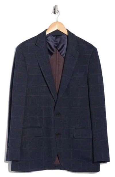 Brooks Brothers Classic Fit Navy Glen Plaid Knit Blazer In Blue