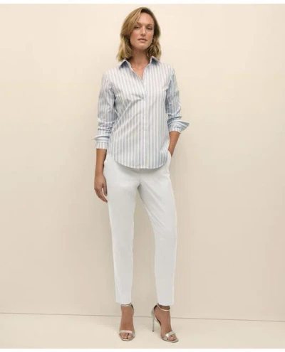 Brooks Brothers Classic Fit Non-iron Supima Cotton-blend Striped Shirt In White