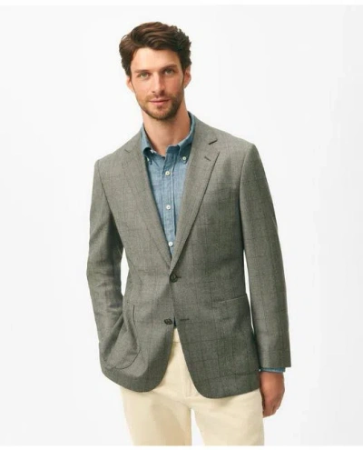 Brooks Brothers Classic Fit Overcheck Sport Coat In Flannel Merino Wool In Grey