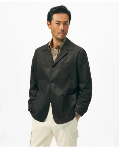 Brooks Brothers Classic Fit Sport Coat In Wool Flannel In Dark Brown