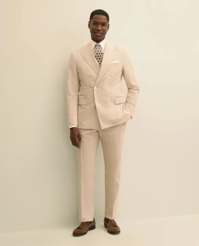 Brooks Brothers Classic Fit Stretch Cotton Double-breasted Seersucker 1818 Suit In Nude