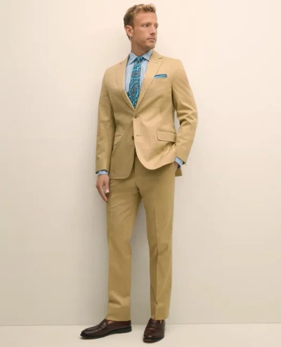 Brooks Brothers Classic Fit Stretch Cotton Twill Suit Pants In Gold