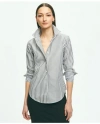 Brooks Brothers Classic Fit Stretch Supima Cotton Non-iron Bengal Stripe Dress Shirt In Black