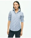 Brooks Brothers Classic Fit Stretch Supima Cotton Non-iron Bengal Stripe Dress Shirt In Blue