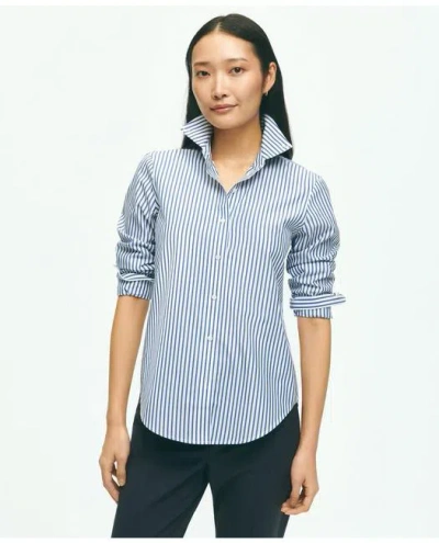 Brooks Brothers Classic Fit Stretch Supima Cotton Non-iron Bengal Stripe Dress Shirt In Blue