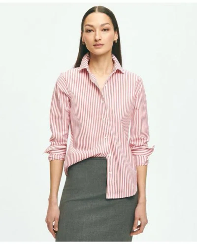 Brooks Brothers Classic Fit Stretch Supima Cotton Non-iron Bengal Stripe Dress Shirt In Red