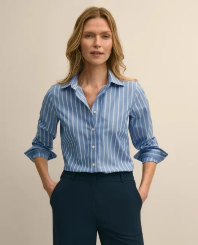 Brooks Brothers Classic Fit Stretch Supima Cotton Non-iron Stripe Dress Shirt In Blue