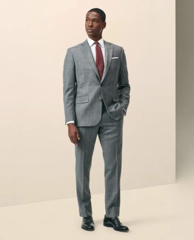 Brooks Brothers Classic-fit Stretch Wool Blend Check Suit Pants In Gray